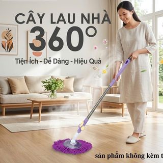 Cây lau nhà xoay 360 độ ( Mâm inox )