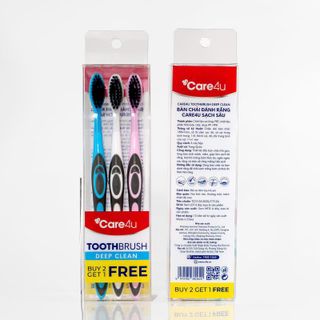 Sỉ - Set bộ ba bàn chải đánh răng Care4u sạch sâu