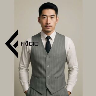 Áo gilê nam cổ tim 4 nút Facio Z10 vải sec cao cấp giá sỉ