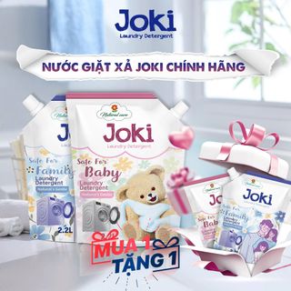 Thùng 4 Túi Nước Giặt Xả JOKI Đậm Đặc 2.2L - Lưu Hương Lâu, Kháng Khuẩn, An Toàn Cho Da Mẹ & Bé
