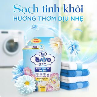 Thùng 4 Túi Nước Giặt Xả BAYO 8L - Hương Nước Hoa Nhẹ Nhàng, An Toàn Cho Da, Bền Màu Quần Áo