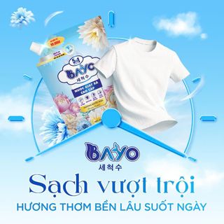 Thùng 4 Túi Nước Giặt Xả BAYO 8L - Hương Nước Hoa Nhẹ Nhàng, An Toàn Cho Da, Bền Màu Quần Áo