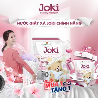 Thùng 2 Túi Nước Giặt Xả JOKI Hương Hoa 2.2L - Kháng Khuẩn, An Toàn Cho Da Mẹ và Bé