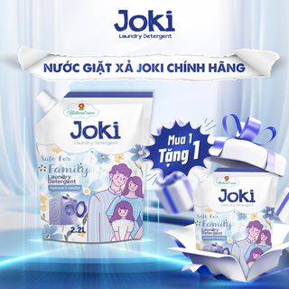 Thùng 2 Túi Nước Giặt Xả JOKI Hương Hoa 2.2L - Kháng Khuẩn, An Toàn Cho Da Mẹ và Bé