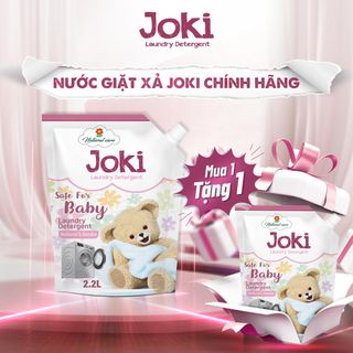 Thùng 2 Túi Nước Giặt Xả JOKI Hương Hoa 2.2L - Kháng Khuẩn, An Toàn Cho Da Mẹ và Bé