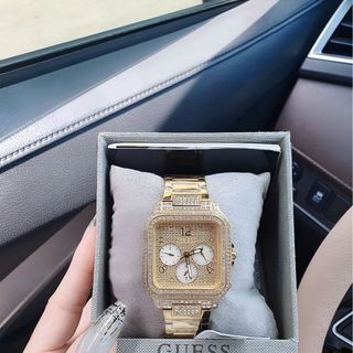 ĐỒNG HỒ NỮ CAO CẤP GUECC MẶT VUÔNG CHONOGRAPH FULL ĐÁ KHOÁ BƯỚM INOX