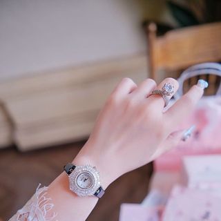 ĐỒNG HỒ NỮ CHÍNH HÃNG BRIDE TALK DÂY DA VIỀN ĐÁ CZ FULLBOX