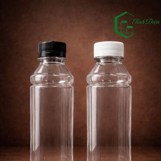 CHAI NHỰA PET VUÔNG 2 NGẤN 330ML - CHAI RỖNG KÈM NẮP