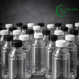 CHAI NHỰA PET VUÔNG 2 NGẤN 330ML - CHAI RỖNG KÈM NẮP