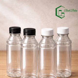 CHAI NHỰA PET VUÔNG 2 NGẤN 330ML - CHAI RỖNG KÈM NẮP