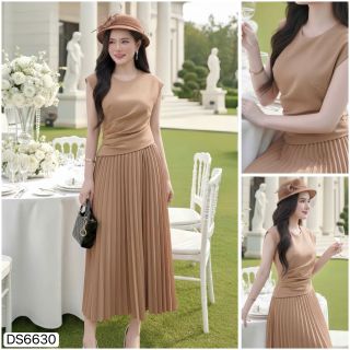 Đầm liền dự tiệc thiết kế dáng xoè, chân váy xếp ly, dự tiệc chất liệu cotton co giãn, mềm mại, sang trong B10