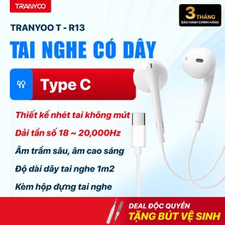 Tai Nghe Có Dây TRANYOO T-R12 R13 R14 Thiết Kế Nhét Tai Phù Hợp Nhu Cầu Văn Phòng, Học Tập, Giải Trí
