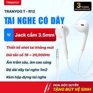 Tai Nghe Có Dây TRANYOO T-R12 R13 R14 Thiết Kế Nhét Tai Phù Hợp Nhu Cầu Văn Phòng, Học Tập, Giải Trí