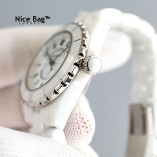 ĐỒNG HỒ NỮ CAO CẤP CHANEU CERAMIC ĐÁ TRẮNG VÀ ĐEN MẶT SỐ HỘT