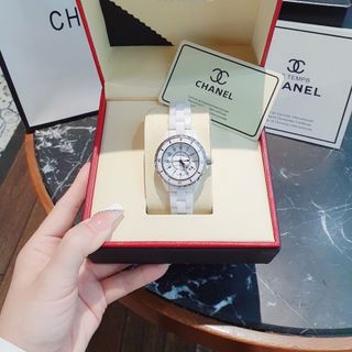 ĐỒNG HỒ NỮ CAO CẤP CHANEU CERAMIC ĐÁ TRẮNG VÀ ĐEN MẶT SỐ HỘT