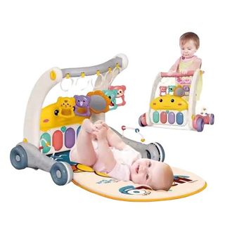 Thảm nhạc cho bé sơ sinh kiêm xe tập đi có nhạc đàn piano 3in1, Đồ chơi cho bé 6-12 tháng