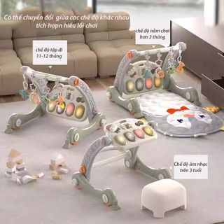 Thảm nhạc cho bé sơ sinh kiêm xe tập đi có nhạc đàn piano 3in1, Đồ chơi cho bé 6-12 tháng