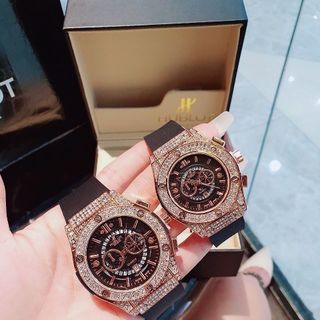 SĂN SALE ĐẦU NĂM ĐỒNG HỒ NAM NỮ THỜI TRANG HULOT MẶT GIẢ CƠ VIỀN HỒNG DÂY CAO SU