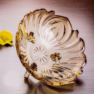 ĐĨA THỦY TINH 3 CHÂN 24CM MÀU HỔ PHÁCH (T12)