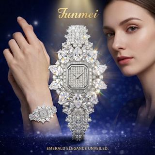 ĐỒNG HỒ NỮ CHÍNH HÃNG NHẬP CHÍNH NGẠCH FUNMEI F2174 MẶT VUÔNG ĐÍNH CZ FULLBOX HOÁ ĐƠN