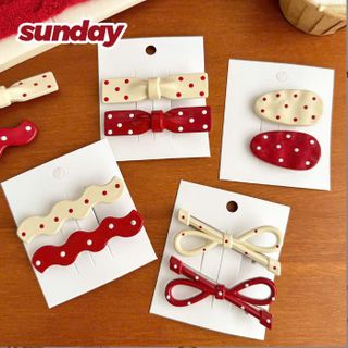 VĨ 2 KẸP TÓC KIM LOẠI CHẤM BI