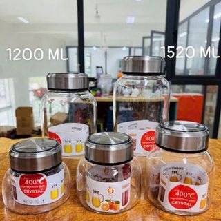 Lọ Thủy Tinh Nắp Inox NK1500 (12*18cm) (THÙNG 24C)