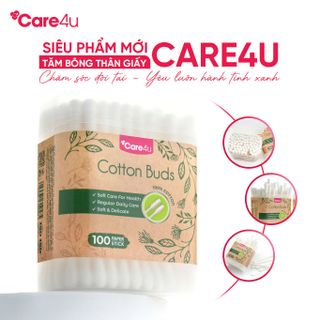 Sỉ Tăm bông thân giấy Care4u 100 que