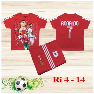 [ĐẶT THEO YÊU CẦU] Tổng hợp mẫu đồ bộ thể thao cho bé trai hình CR7 Ronaldo từ 10-75kg chất thun lạnh thái mềm mát