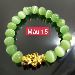 Vòng tay phong thủy đá mắt mèo 10lyy mix tỳ hưu