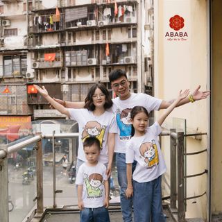 Áo đôi, áo gia đình chất cotton 100% hàng mịn mát bền size 1 đến 4xl Hà Đinh