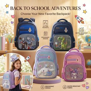 BALO CHO BÉ MÃ A6836 – BALO NHIỀU NGĂN RỘNG RÃI, HỌA TIẾT HOẠT HÌNH ĐÁNG YÊU - PIPI STORE