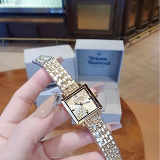 ĐỒNG HỒ NỮ CAO CẤP VIVIENN MẶT VUÔNG DÂY THÉP MẠ PVD VÀNG FULLBOX