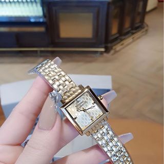 ĐỒNG HỒ NỮ CAO CẤP VIVIENN MẶT VUÔNG DÂY THÉP MẠ PVD VÀNG FULLBOX