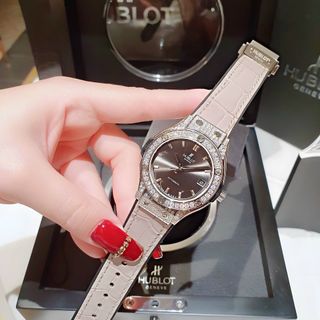 ĐỒNG HỒ CẶP ĐÔI CAO CẤP HULOT CƠ HAI VIỀN HỘT DÂY CAO SU BỌC DA
