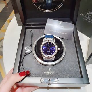 ĐỒNG HỒ CẶP ĐÔI CAO CẤP HULOT CƠ HAI  VIỀN HỘT DÂY CAO SU BỌC DA