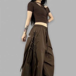 Quần Chất Dù Có Dây Luồng Lưng, Phối Mí Thân, Đính Khoen Xỏ Dây