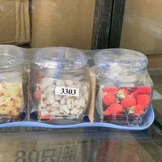 Bộ 3 Hũ Gia Vị Thủy Tinh Màu 3303 ( THÙNG 36B )