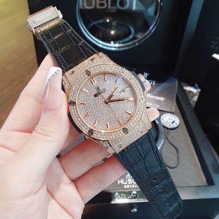 ĐỒNG HỒ CẶP CAO CẤP HULOT MẶT FULL HỘT NIỀNG ĐỒNG