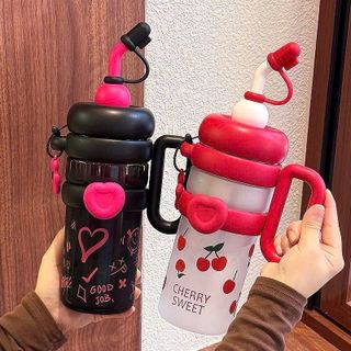 Bình Nước Nhựa 1000ml  Kèm Ống hút và Lọc Trà Tay Cầm chắc chắn