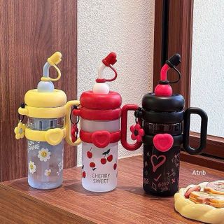 Bình Nước Nhựa 1000ml  Kèm Ống hút và Lọc Trà Tay Cầm chắc chắn