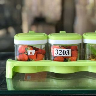 Bộ 3 Hũ Gia Vị Thủy Tinh Màu 3203 ( THÙNG 24B )