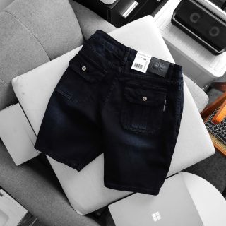 Short Jean nam. Chất jean chính phẩm co giản xịn sò dày dặn fom slim ngang gối.