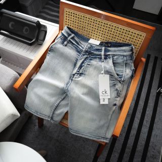 Short Jean nam. Chất jean chính phẩm co giản xịn sò dày dặn fom slim ngang gối.