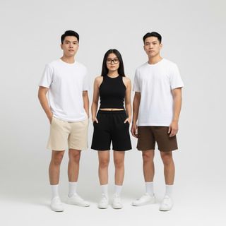 Short thun nam, 100% cotton da cá.