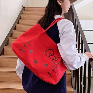 Túi vải in hình hellokitty, Túi đeo vai dung tích lớn
