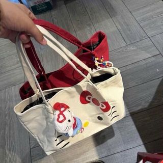 Túi vải in hình hellokitty, Túi đeo vai dung tích lớn
