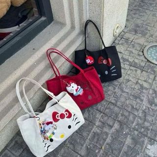 Túi vải in hình hellokitty, Túi đeo vai dung tích lớn