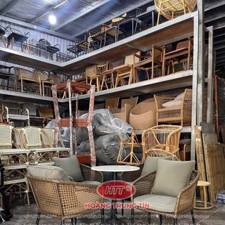 Bàn ghế cafe nhà hàng Nhựa Giả Mây ngoài trời