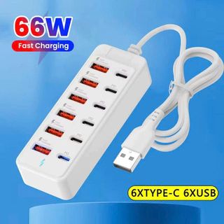 BỘ SẠC Ổ CẮM 12 TRONG 1 6 USB + 6TYPE C