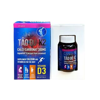 Viên uống Canxi Tảo Đỏ K2 giúp bổ sung Canxi và vitamin D3 cho cơ thể hộp 30 viên